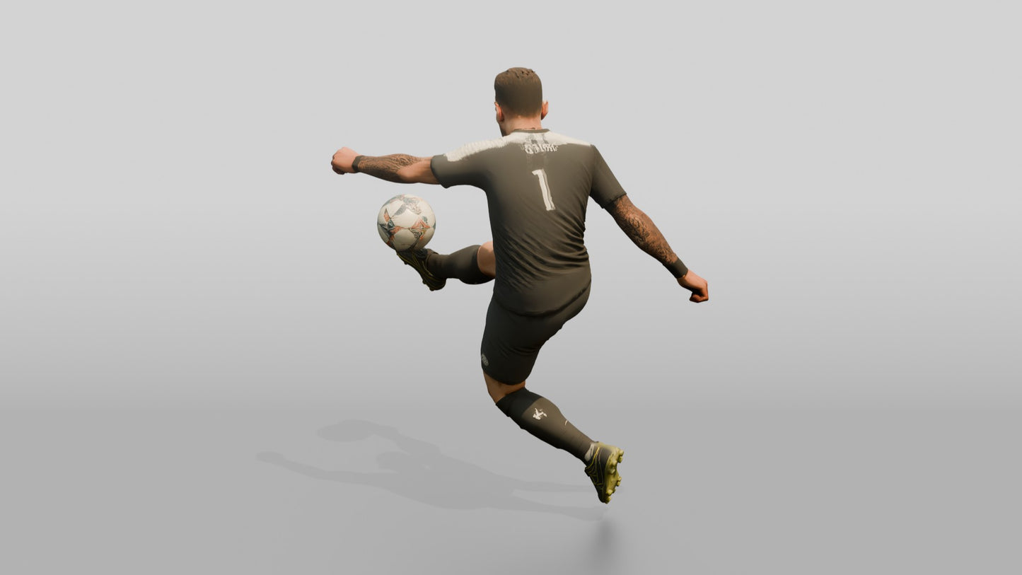 Soccer Player Spin Volley Strike