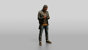 African Man in a Leather Jacket Checking a Camera - 3D character model, view 1