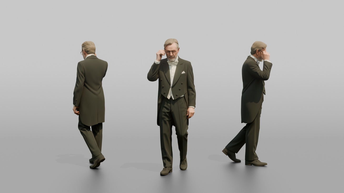 Elderly Wedding Guest Adjusting His Glasses
