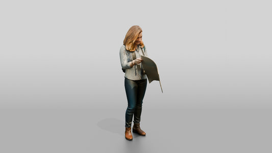 Woman Looking at Street Map - 3D character model, view 1