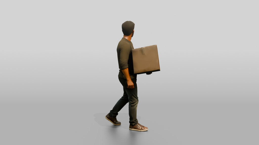 Man Carrying Cardboard Box