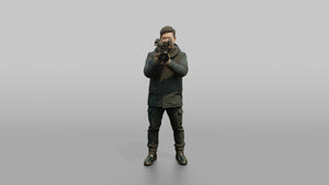 Protester Man Filming with a Video Camera - 3D character model, view 1