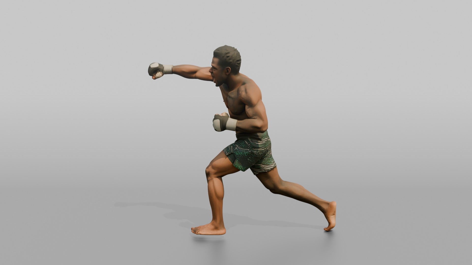 MMA Fighter Aggressive Overhand Right Punch