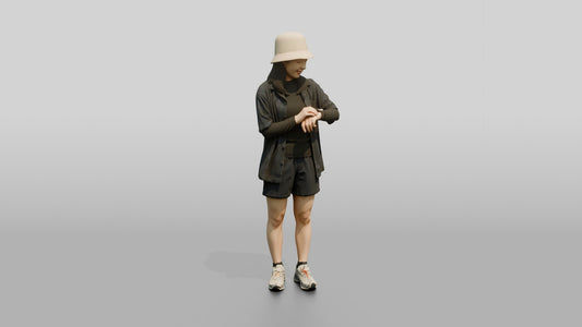 Woman Checking Her Watch Strap - 3D character model, view 1