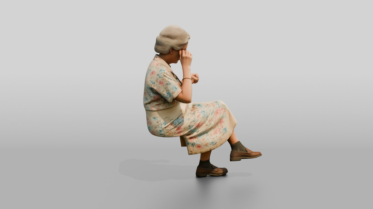 Elderly Slender Spanish Woman Adjusting Her Glasses
