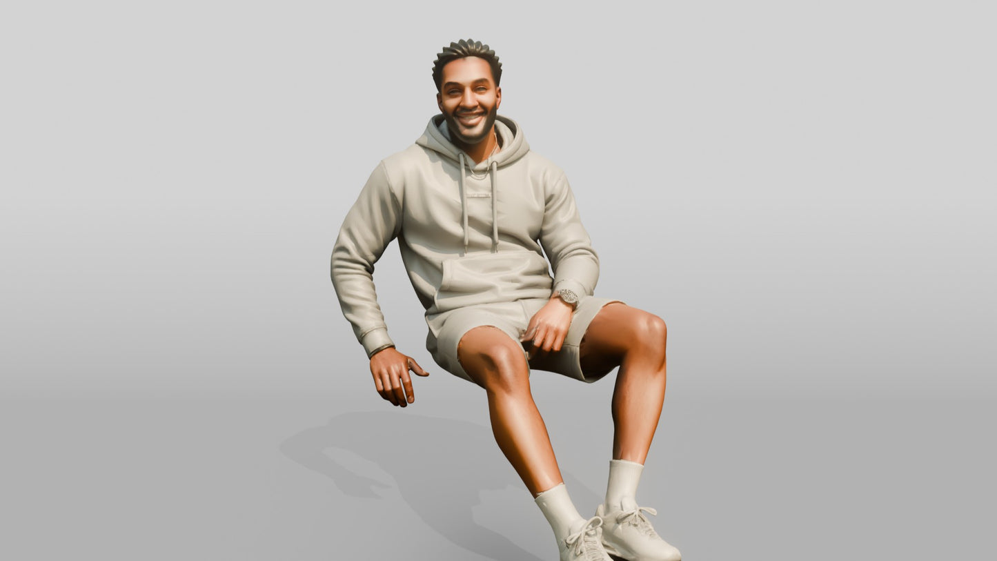African-American Man in Fleece Athleisure Set