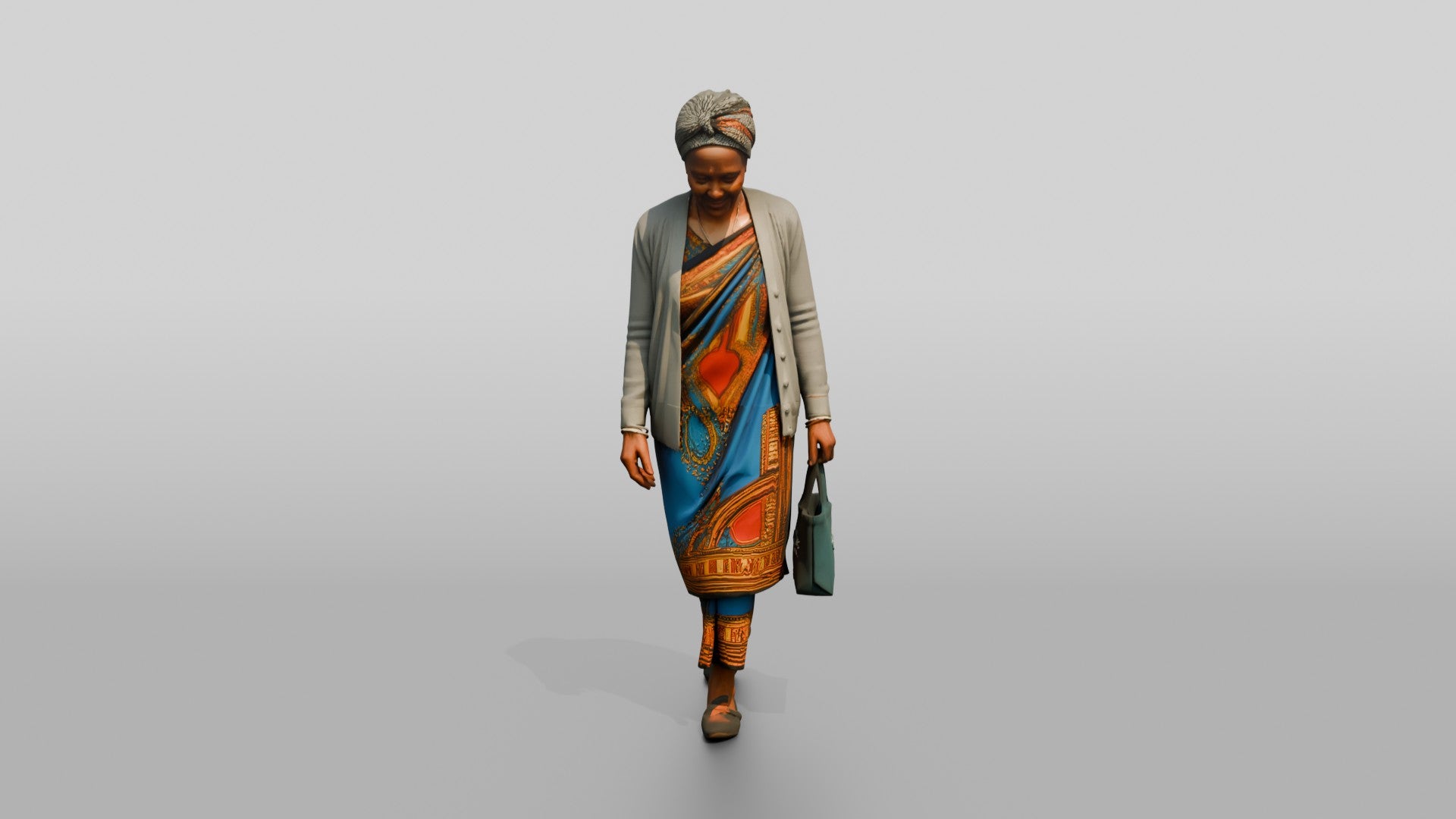 Elderly African Woman in a Colorful Khanga Dress