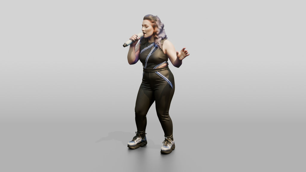 Electro-Pop Singer with Glowing Microphone