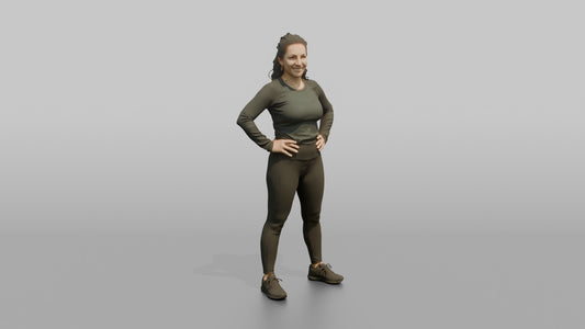 Physique Model Woman Standing With Hands On Hips, Chest Out, Confident Pose - 3D character model