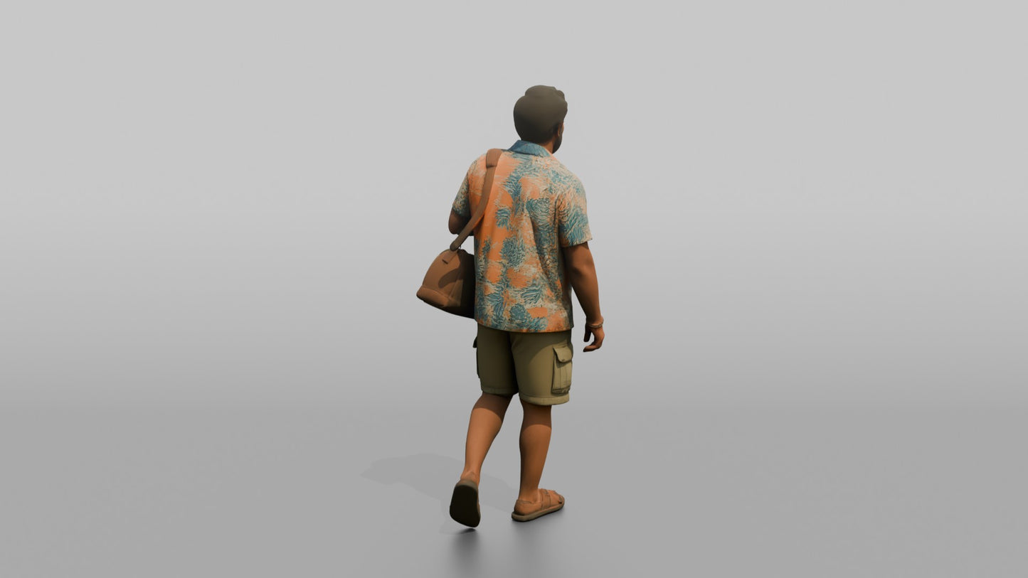 Vacationer Wearing Bright Casual Shirt