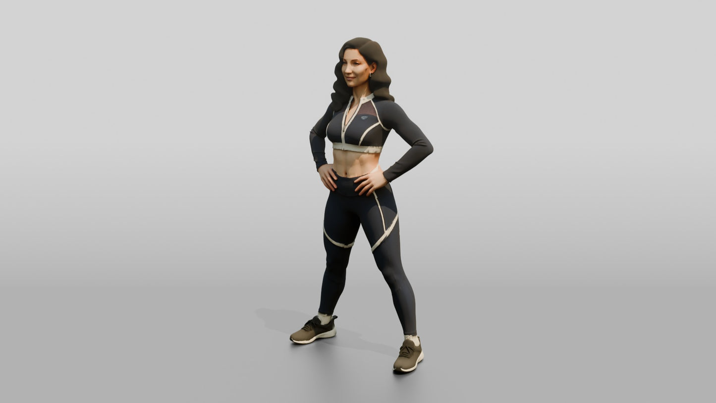 Woman in Black Long-Sleeve Activewear Wide Stance