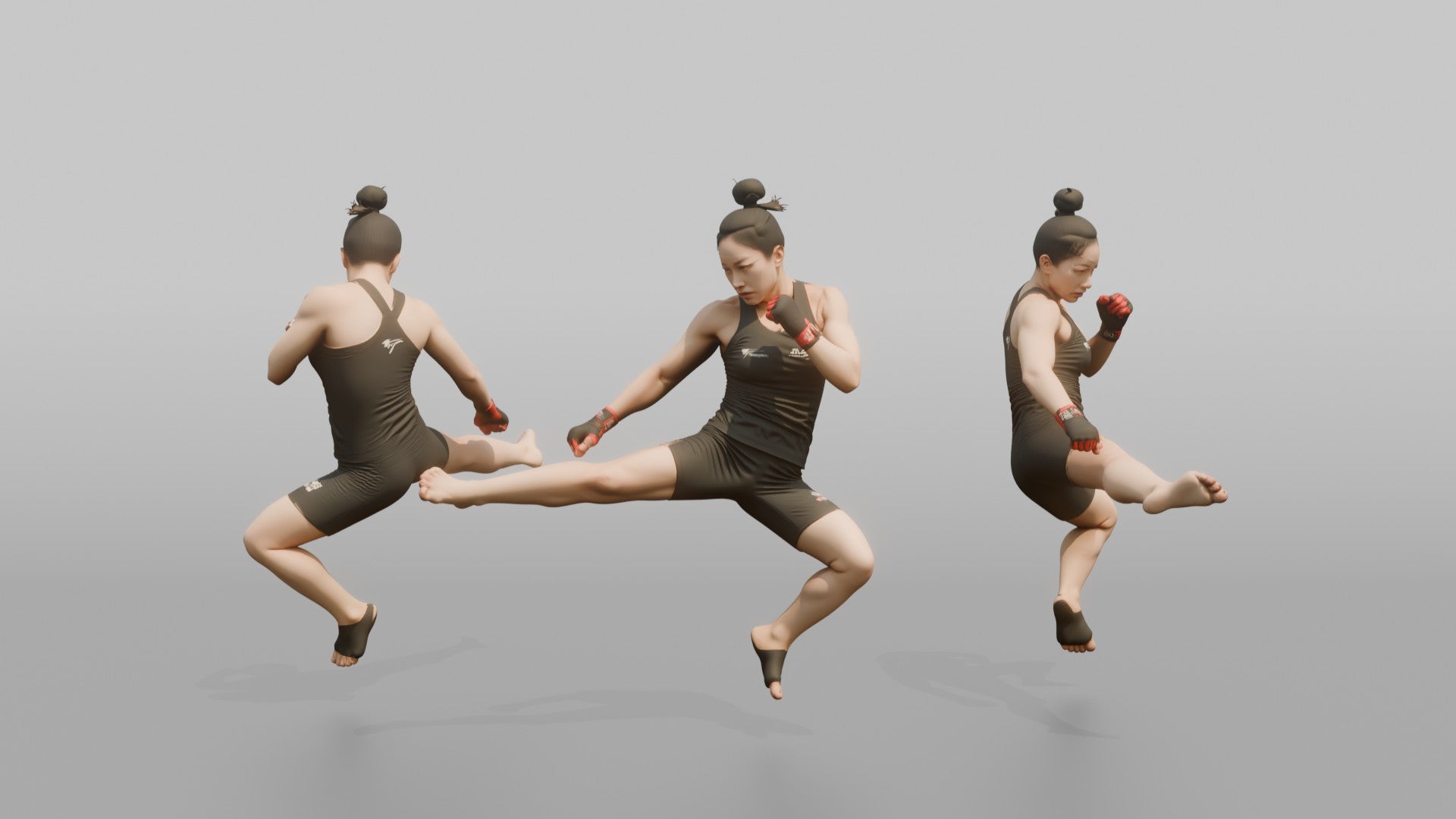 Taekwondo Fighter Jumping Spinning Hook Kick