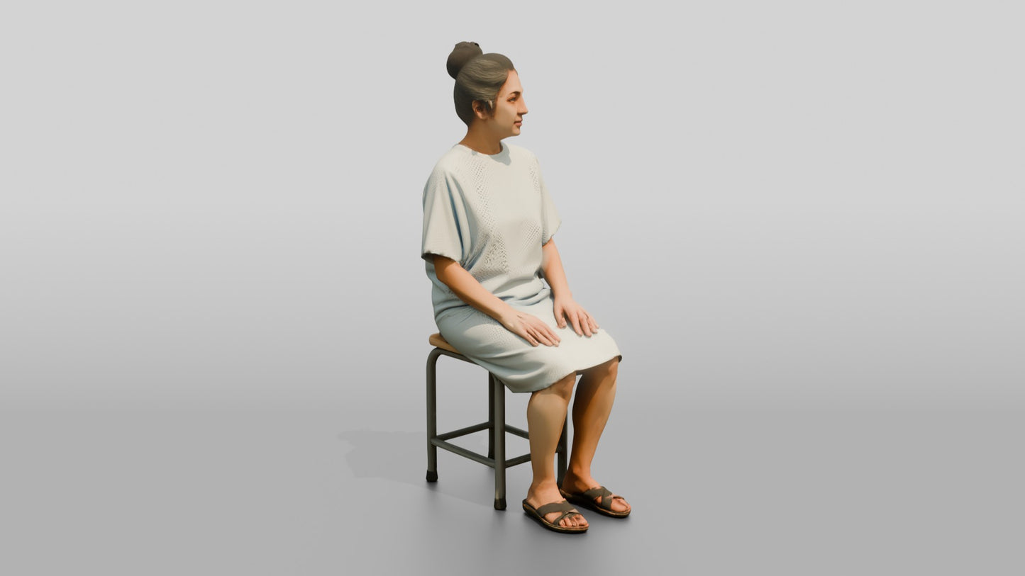 Woman Patient Sitting on a Stool