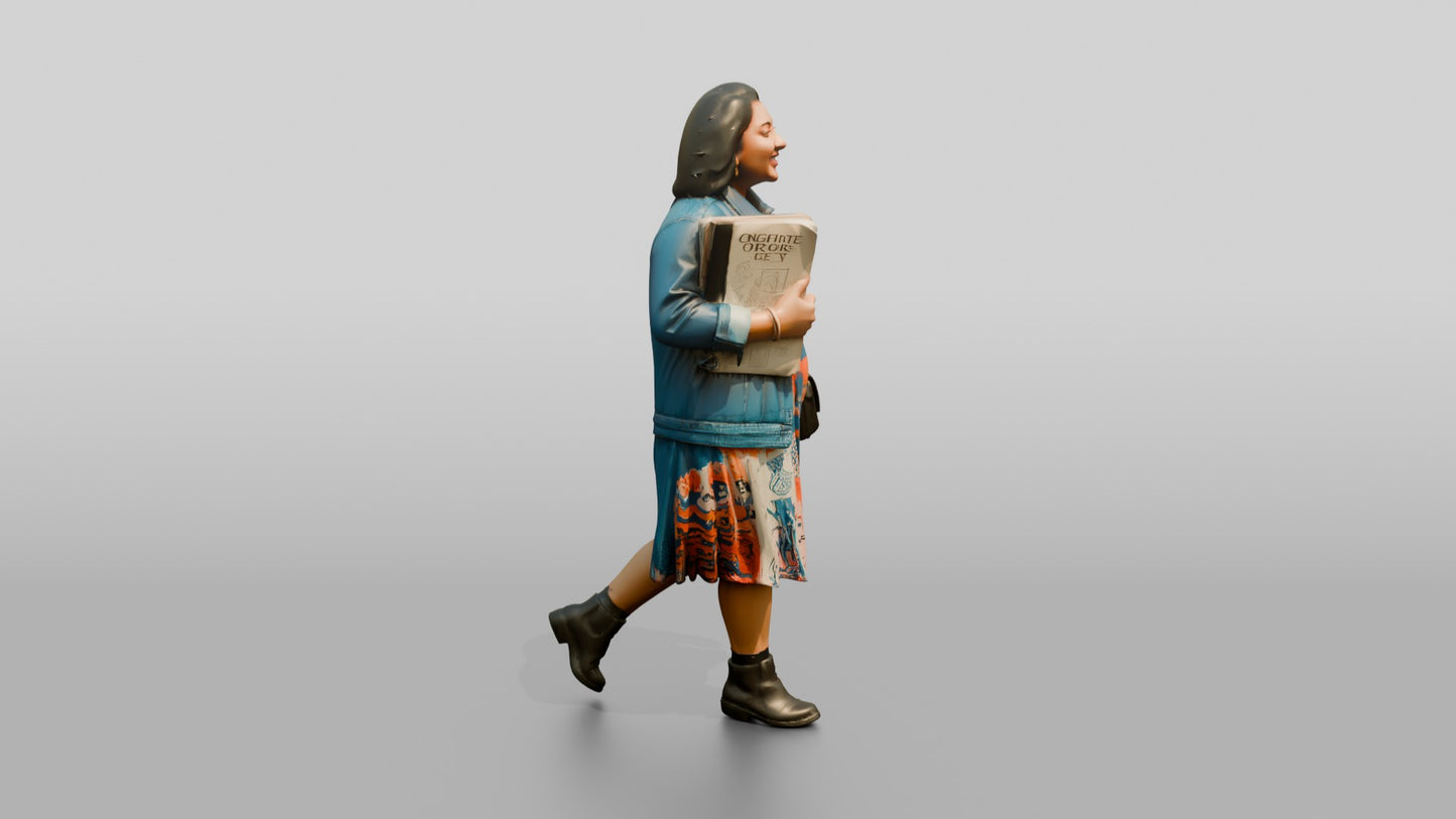 Woman Walking with a Book