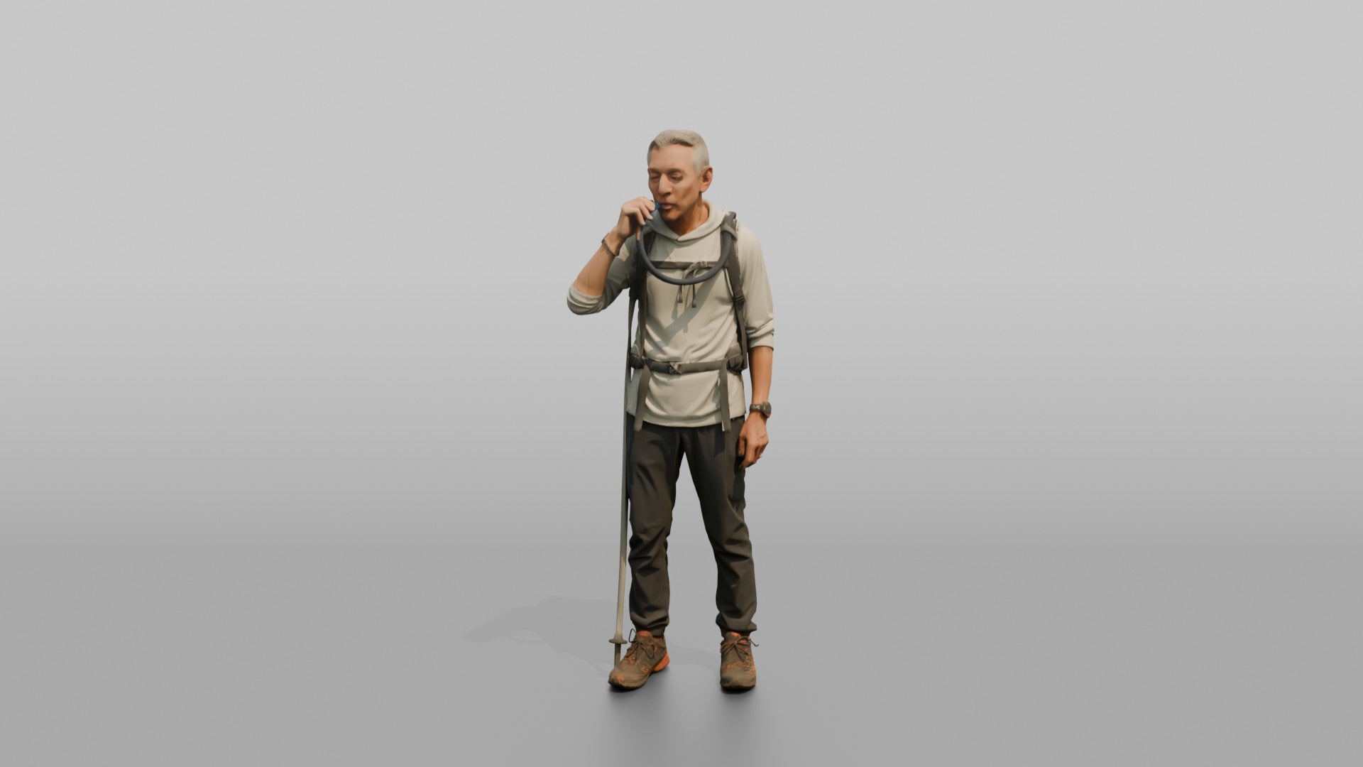 Hiker Drinking from a Hydration Bladder