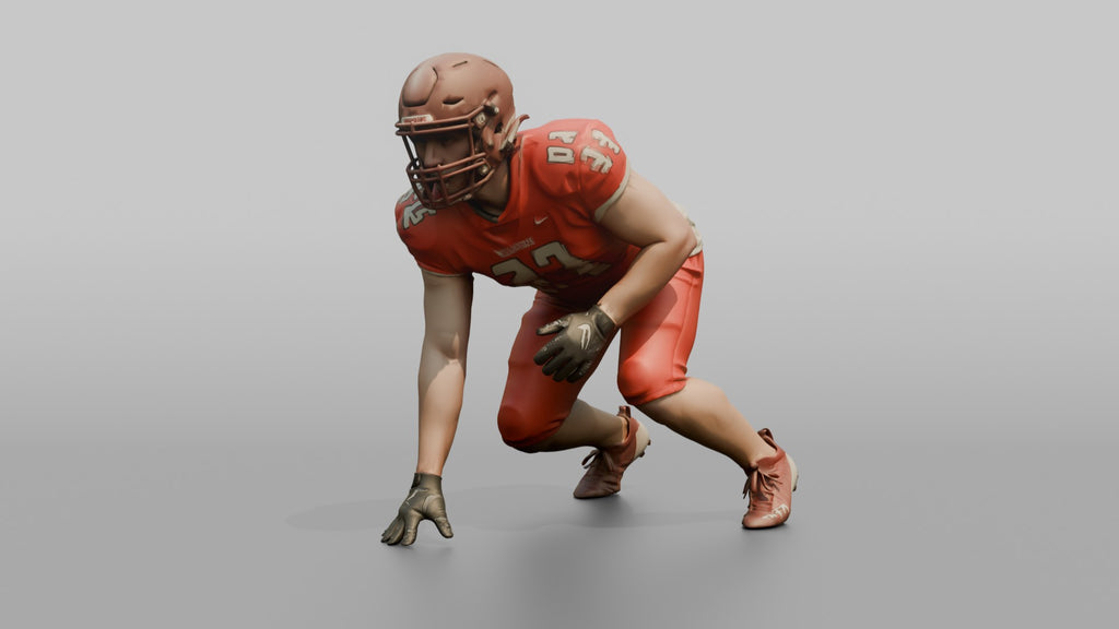 Running Back in a Three-Point Stance