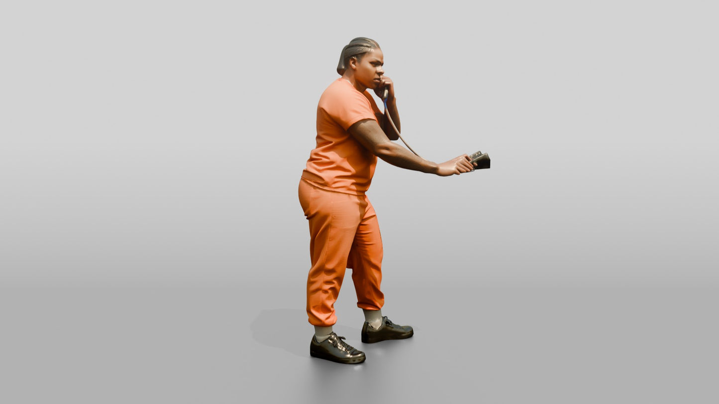 Black Female Prisoner in an Orange Jumpsuit