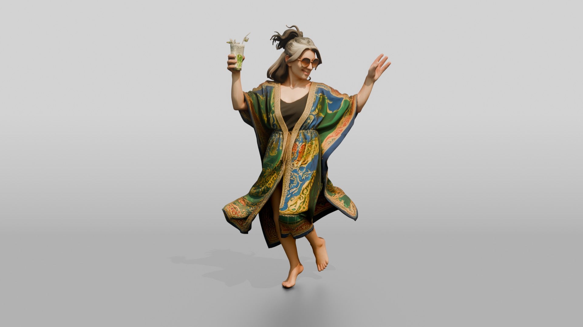 Boho Woman in a Colorful Kaftan