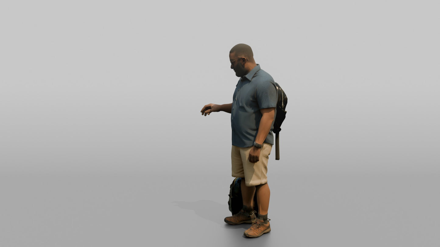 Vacationer Wearing Practical Short Sleeve Button Down And