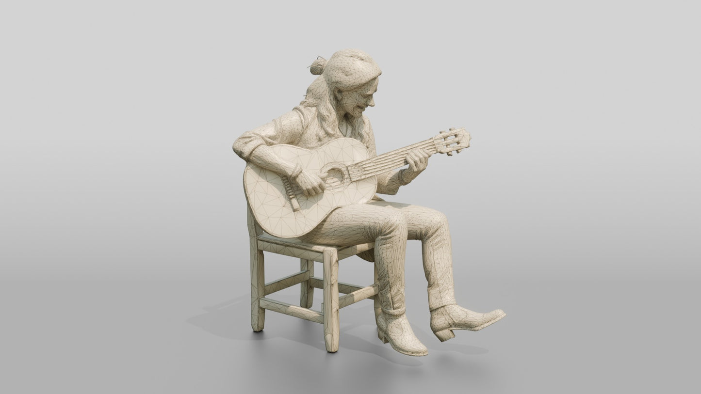 Flamenco Guitarist Tapping Heel While Strumming