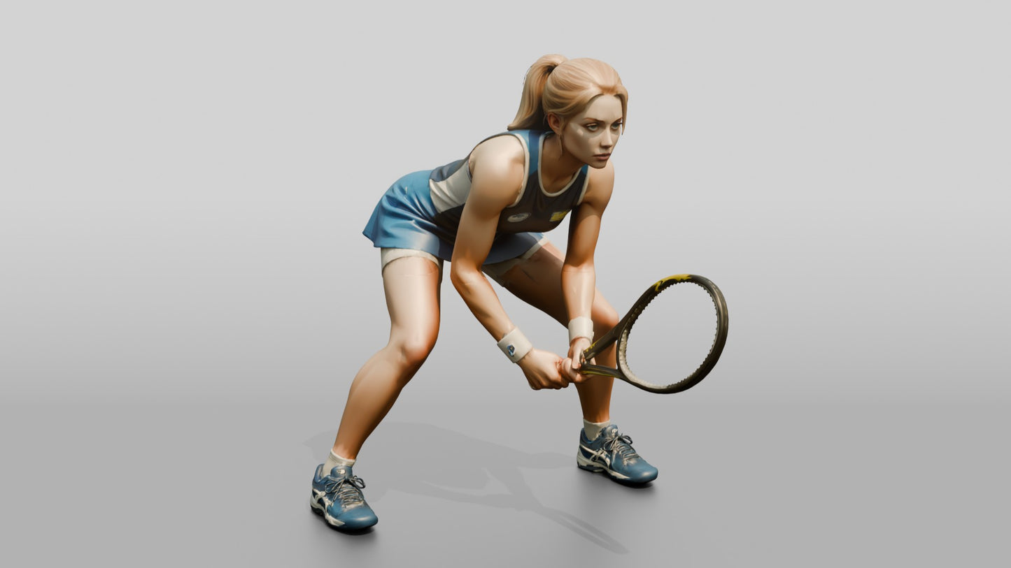 Female Tennis Player Leaning into a Ready Position