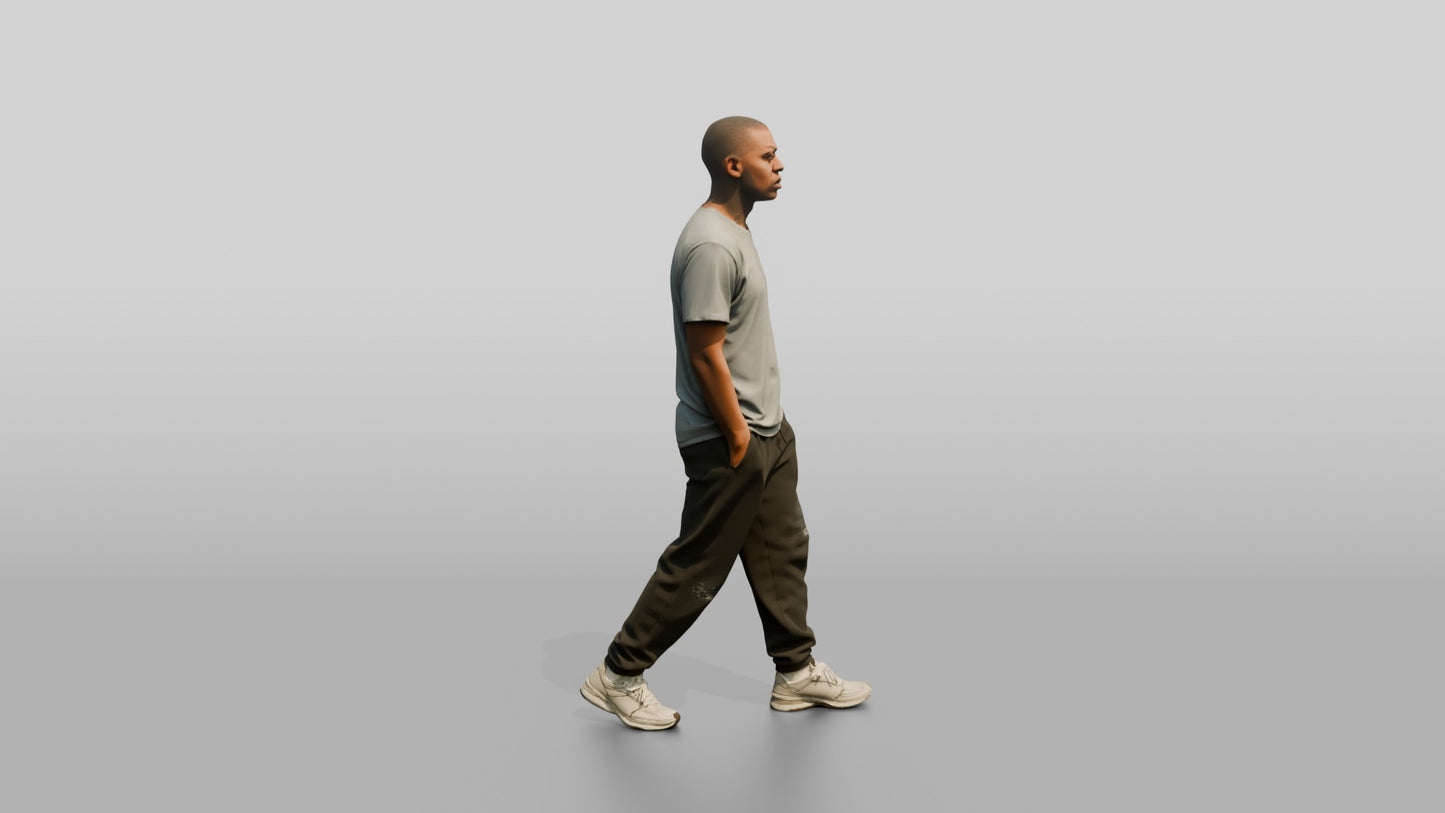 Black Male Prisoner in Black Joggers and a Grey T-shirt