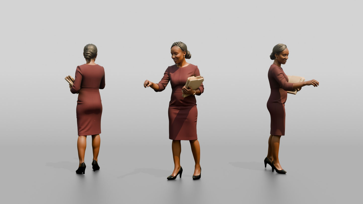 Businesswoman Gesturing with a Folder