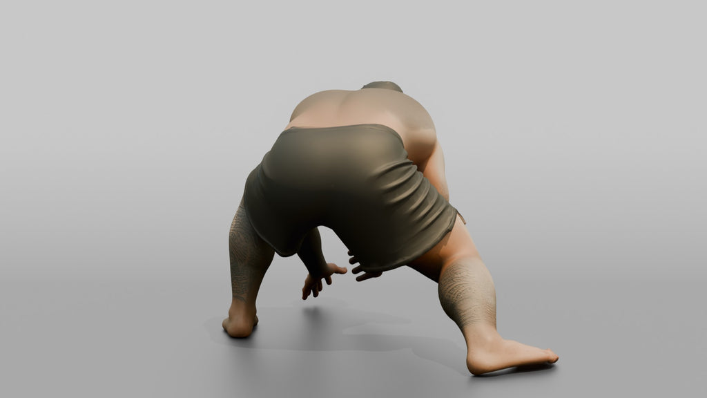 Wrestler Low Sprawling Defensive Posture to Counter a Takedown