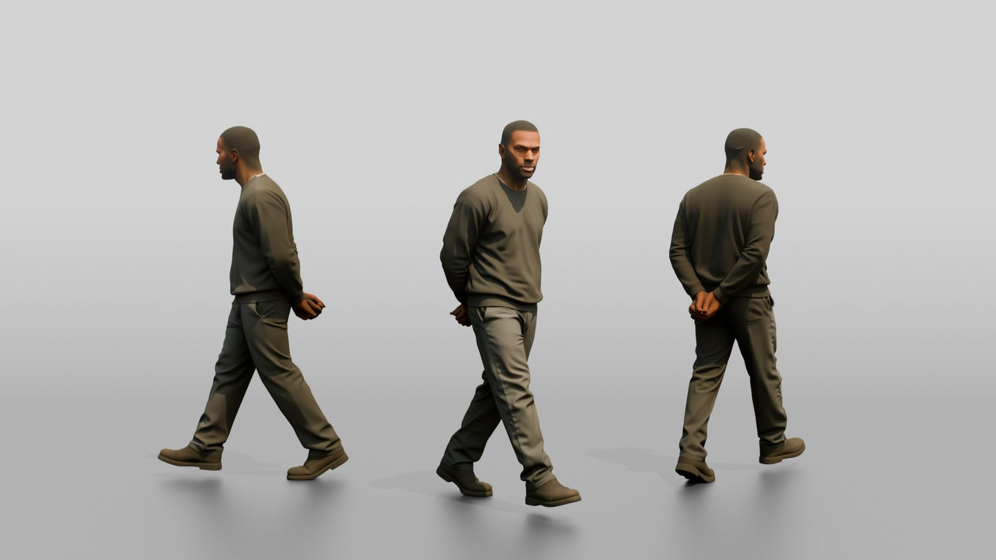 Black Male Prisoner in a Grey Sweatshirt and Dark Trousers