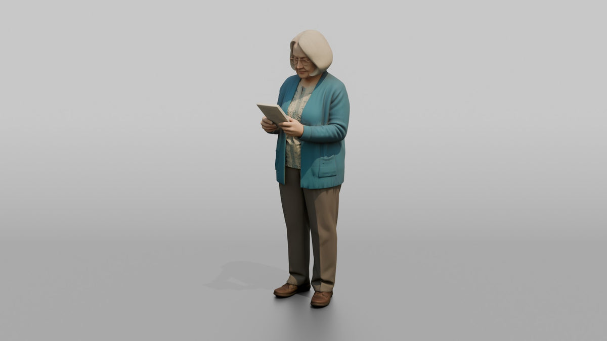 Woman Customer Holding A Handwritten Shopping List - 3D character model, view 4