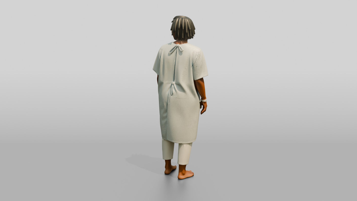Woman Patient Standing in a Hospital Gown