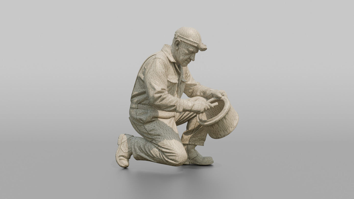 Engineer Cleaning a Turbine Filter in the Bilge