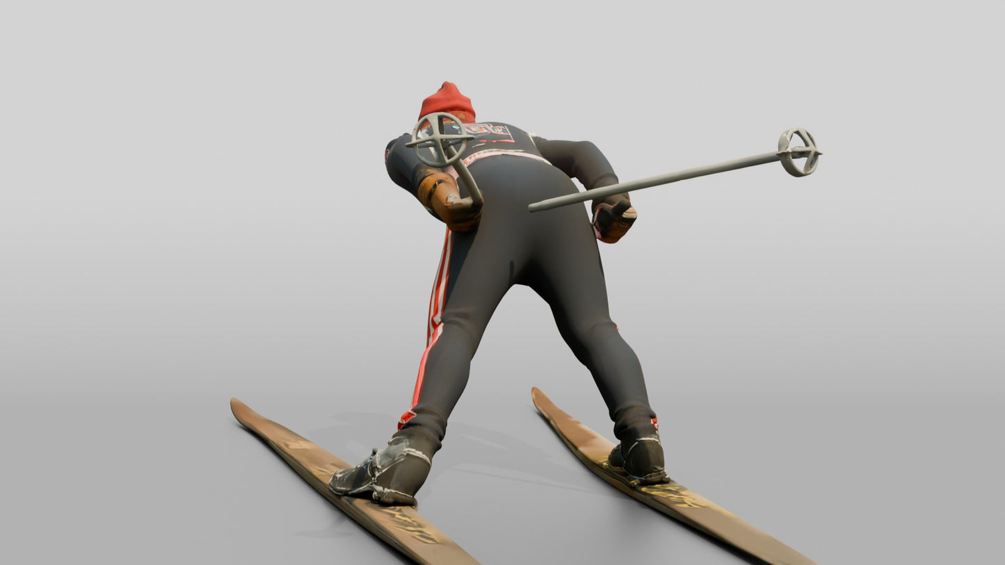 Elderly Norwegian Man Ski Jumping