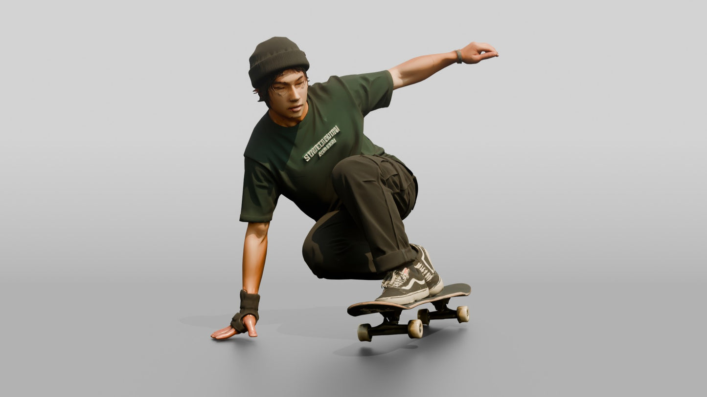 Skateboarder Man Performing Ollie