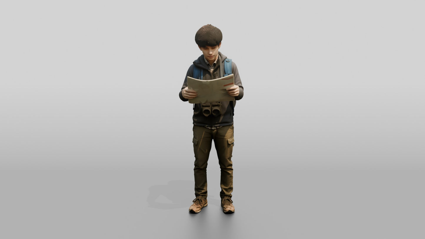 Man Looking at Temple Map