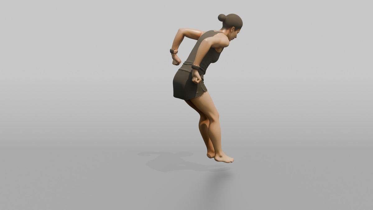 Bodyweight Athlete Woman Mid-rep Of A Tricep Dip - 3D character model, view 3