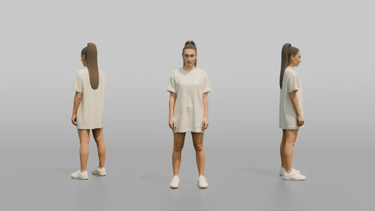 Woman Standing in an Oversized T-Shirt Dress