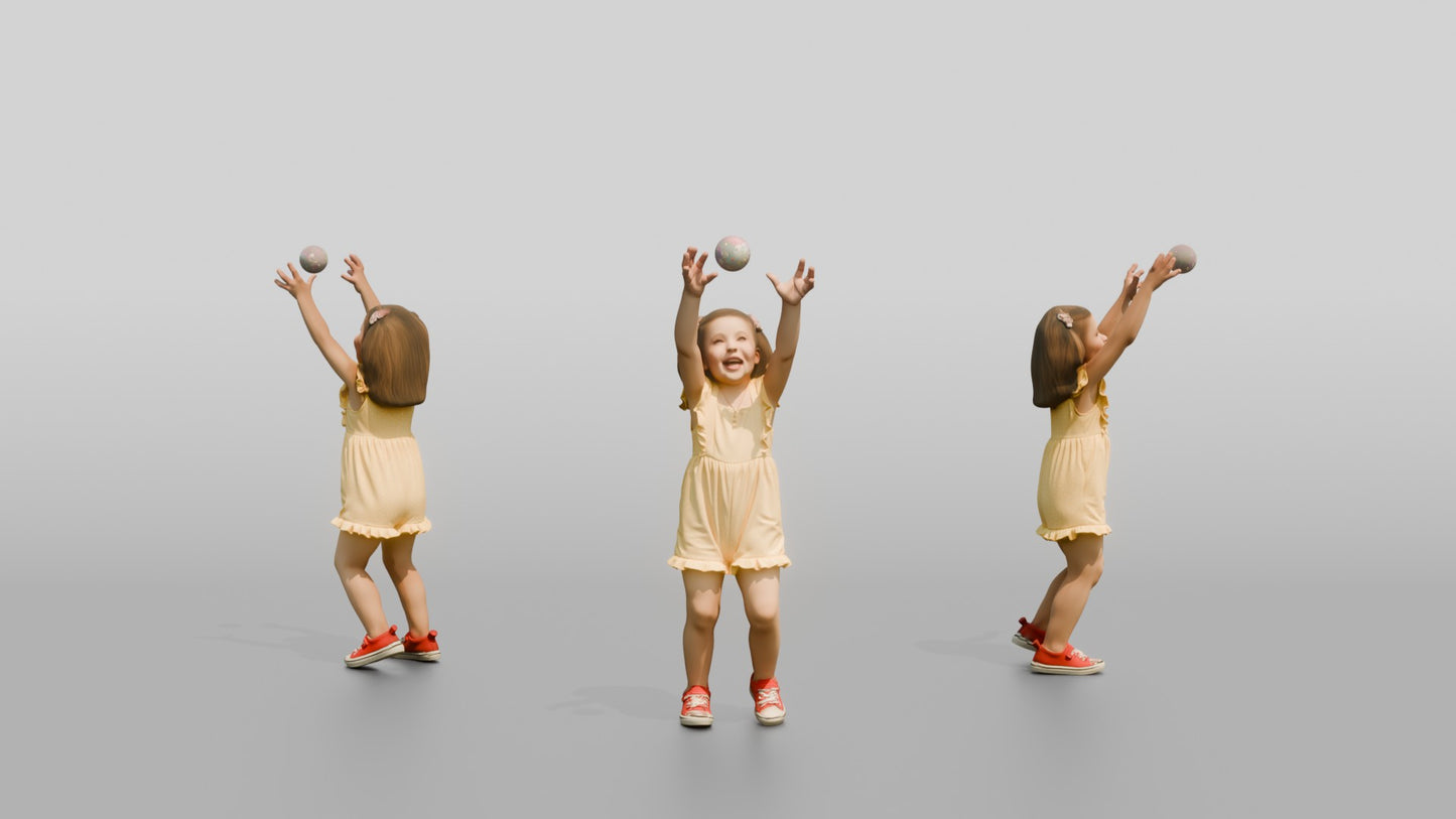 Toddler Croatian Girl Reaching for a Soap Bubble