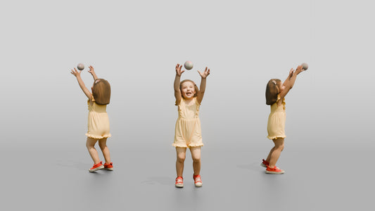 Toddler Croatian Girl Reaching for a Soap Bubble