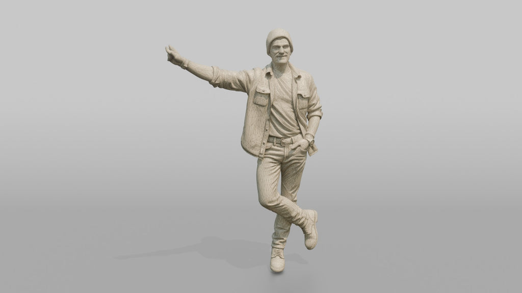Farmer Leaning Against Unseen Post Resting Boots