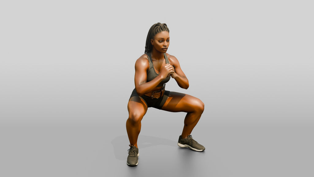 Woman in Squat with Sports Bra