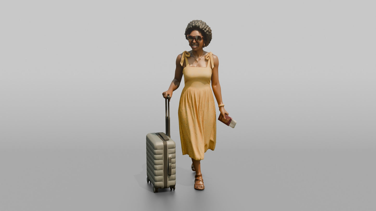 Vacationer Wearing Bright Yellow Sundress And Oversized Sunglasses