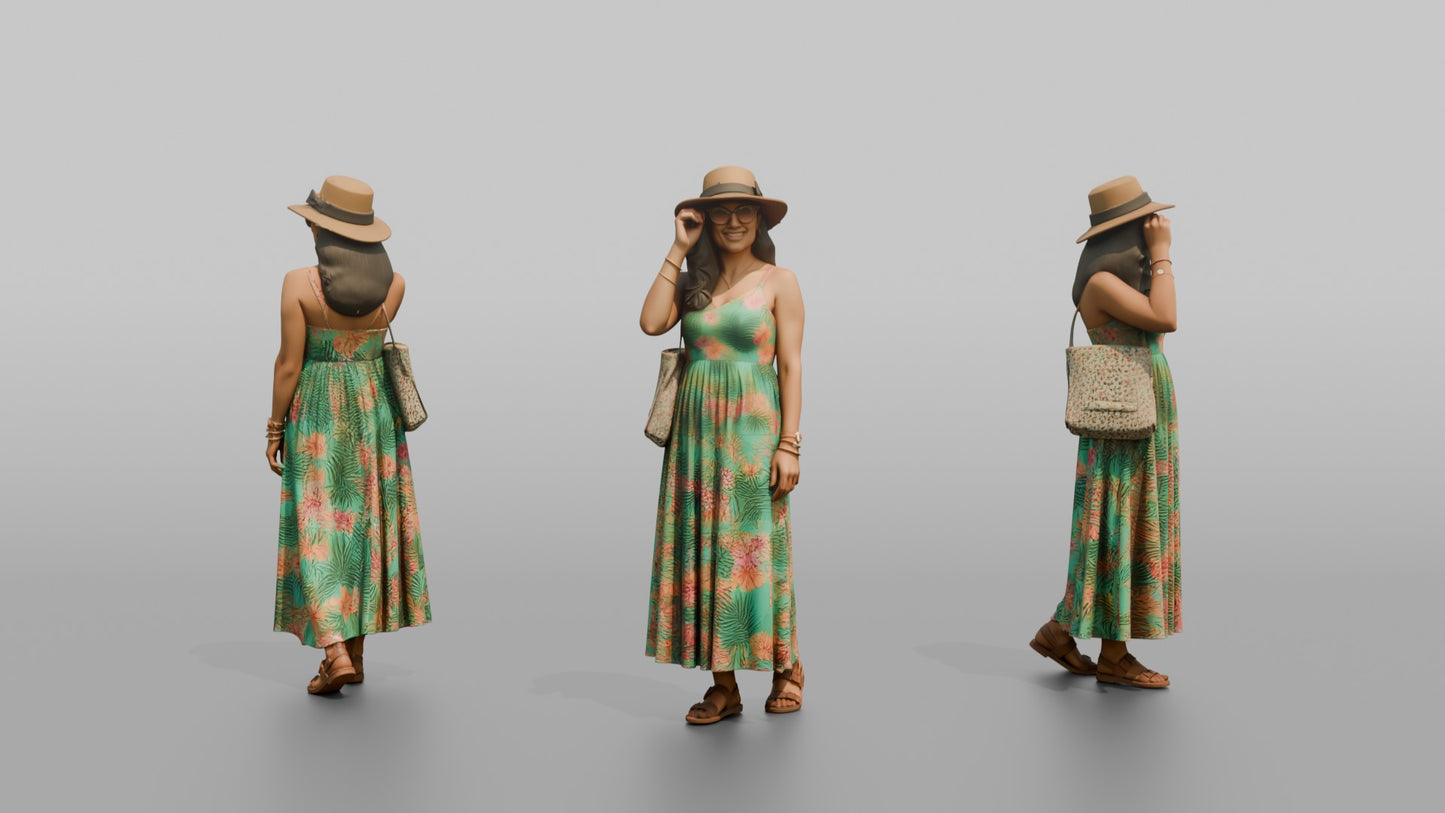 Vacationer Adjusting Sunglasses