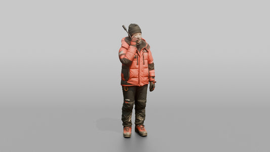 Expedition Member Holding a Satellite Phone - 3D character model, view 1