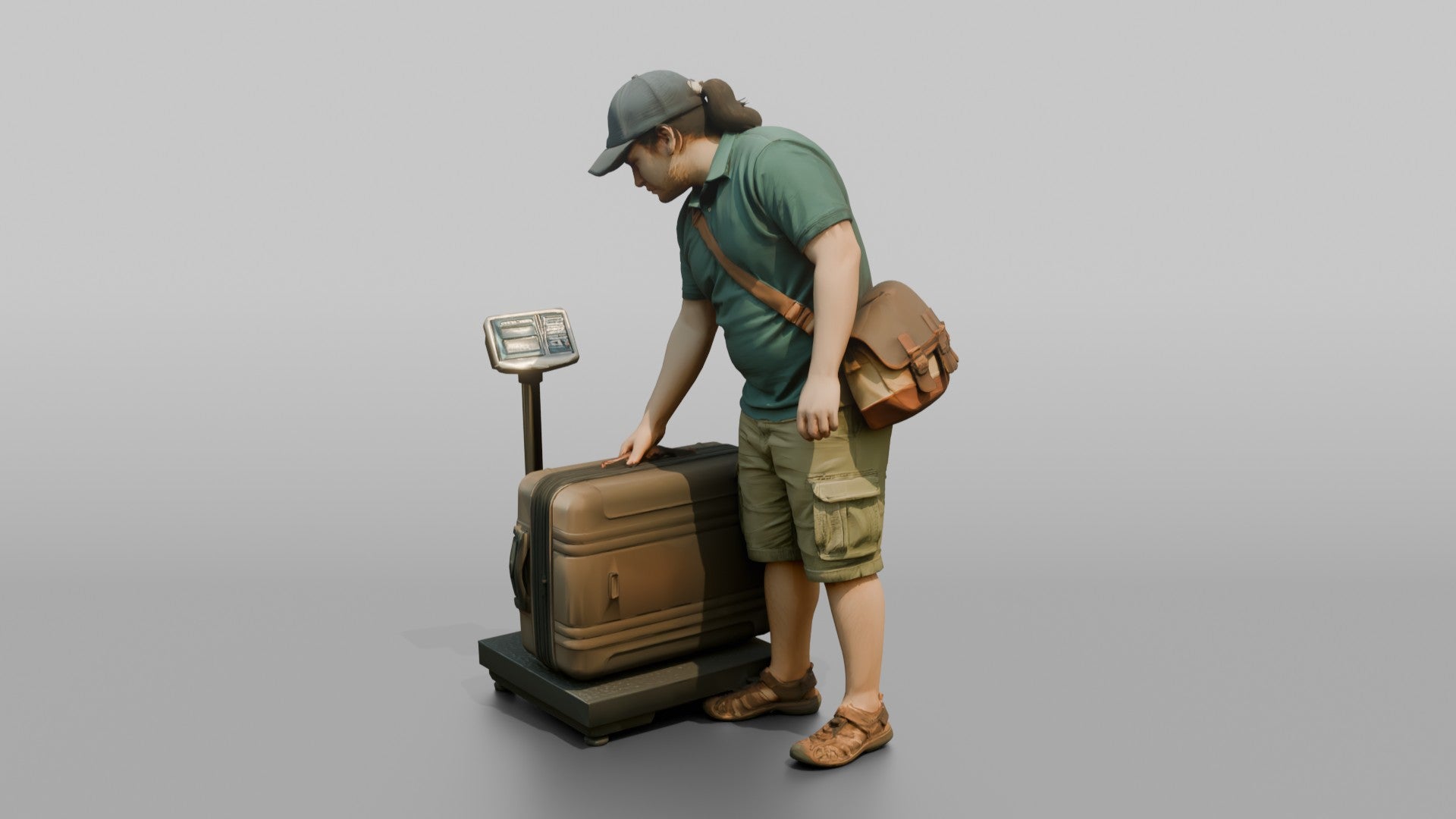 Traveler Weighing His Suitcase