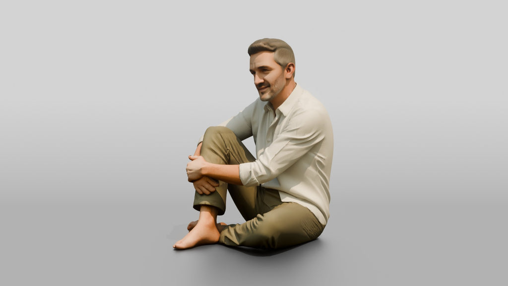 Man Seated Resting on His Knee