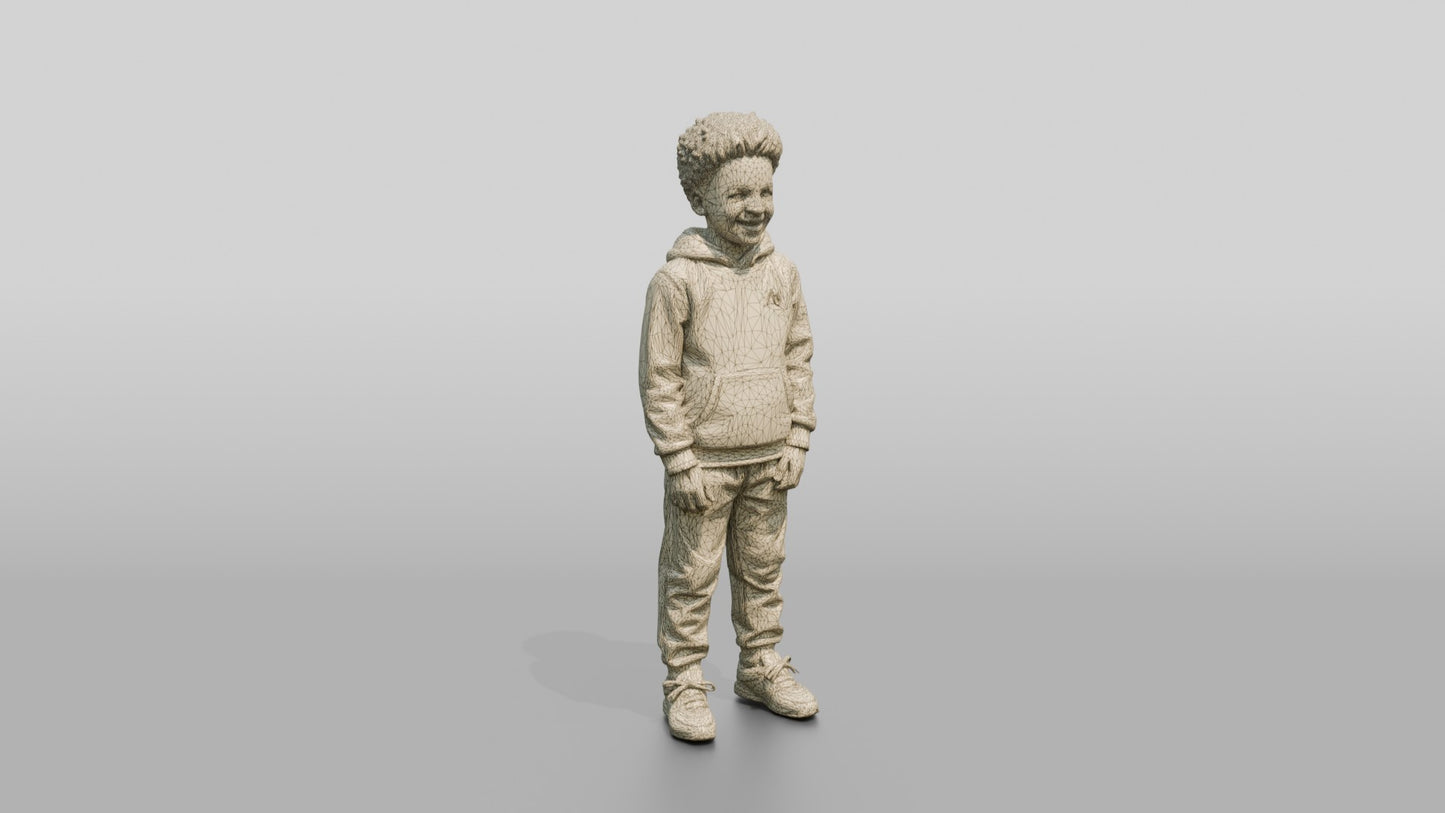 African-American Boy in Fleece Winter Tracksuit
