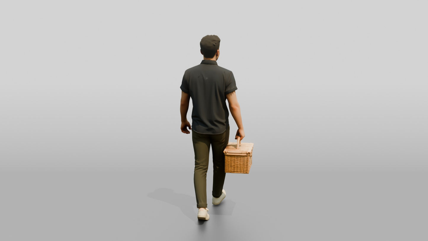 Man Carrying Wicker Picnic Basket
