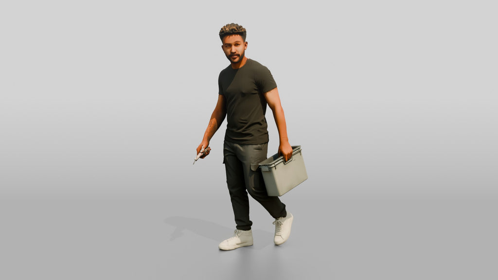 Man Carrying Plastic Crate