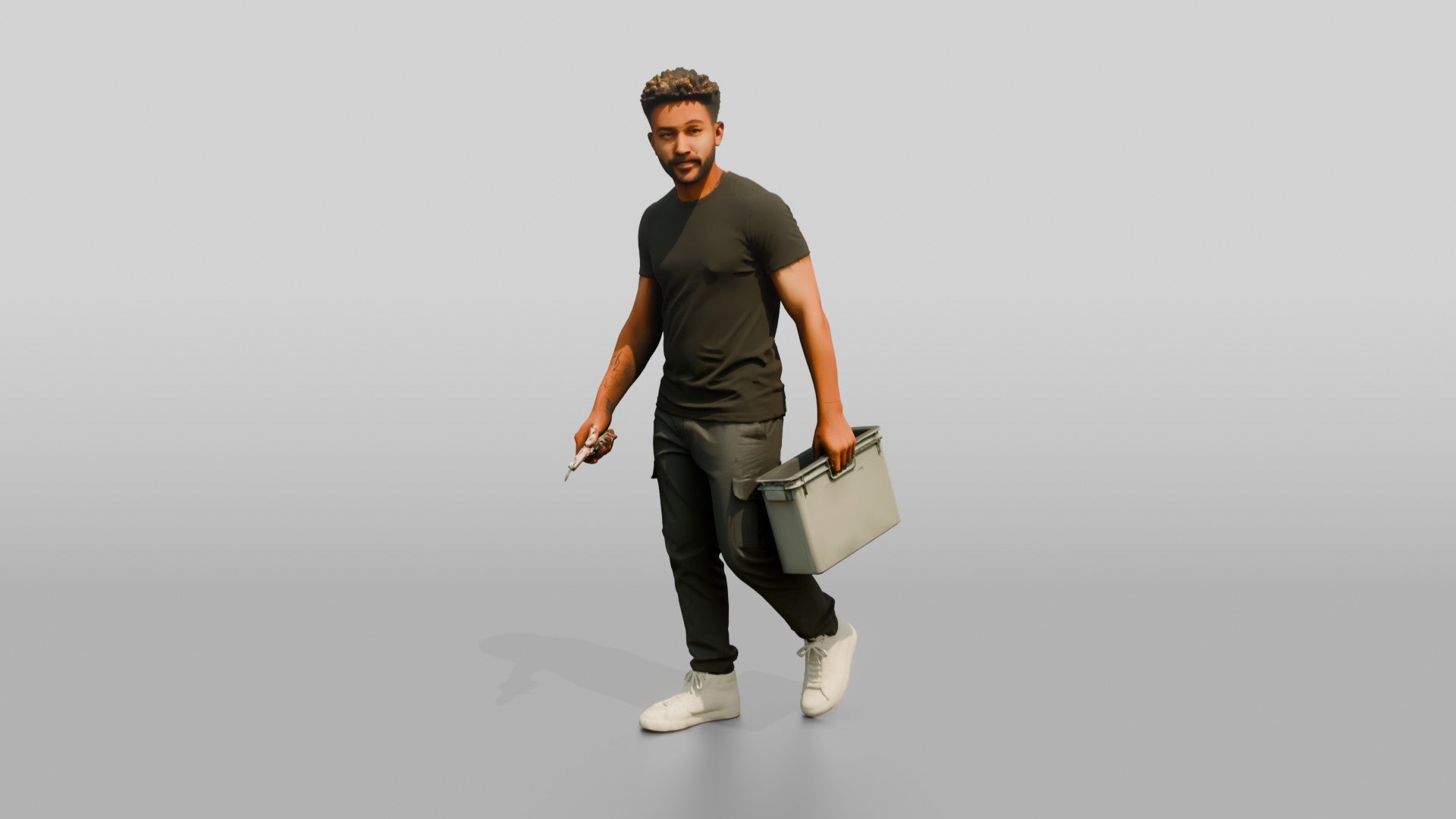 Man Carrying Plastic Crate